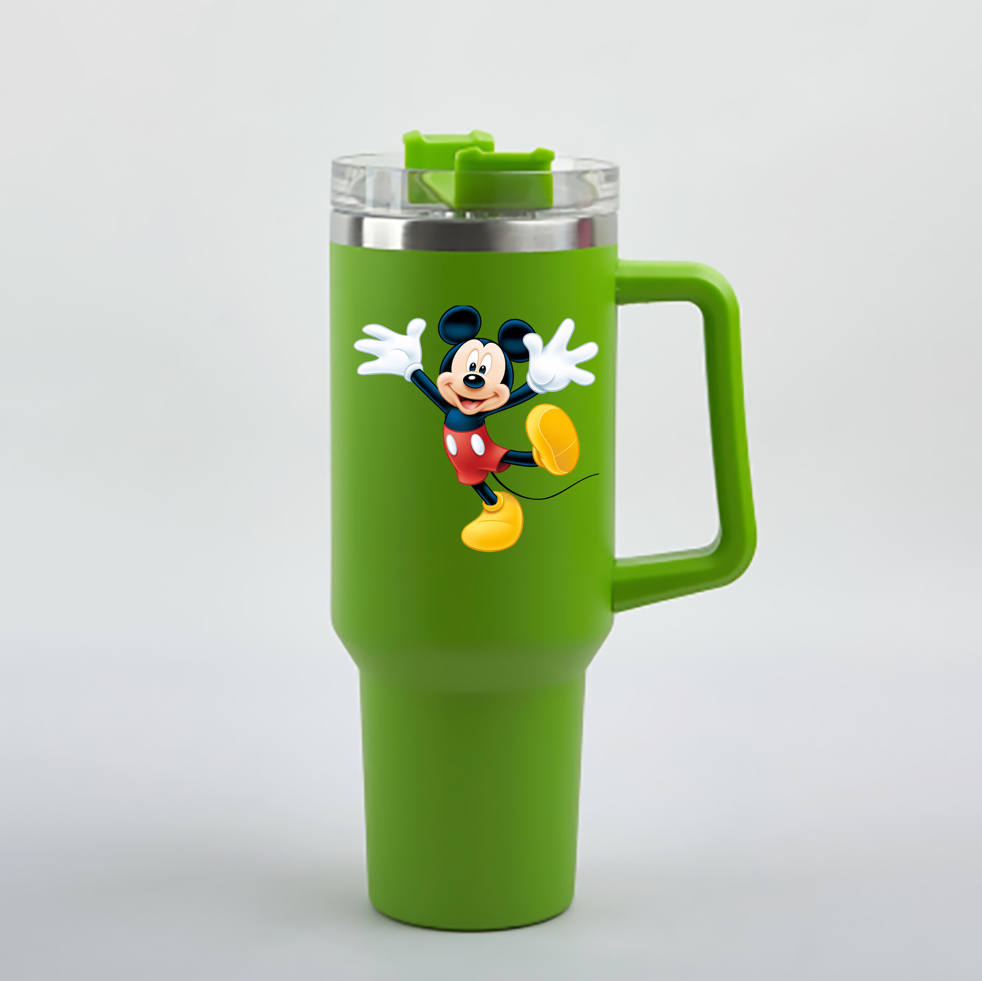 （画像用） ミッキーマウス Mickey Mouse 1200mL車用タンブラー - クリスタルステッカー（プラスチックストロー付き）
